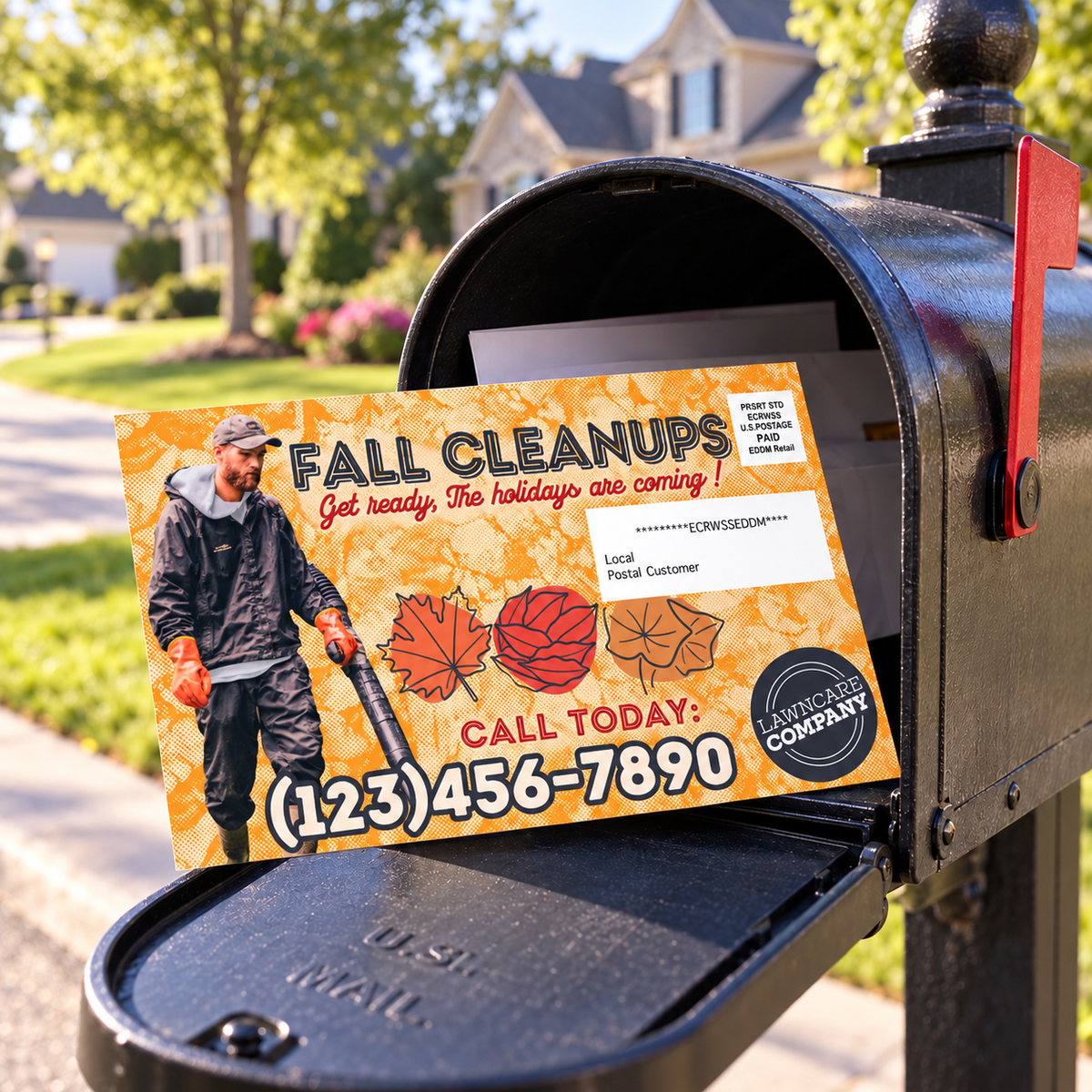 Fall Property Clean Up - Retro Postcard Template