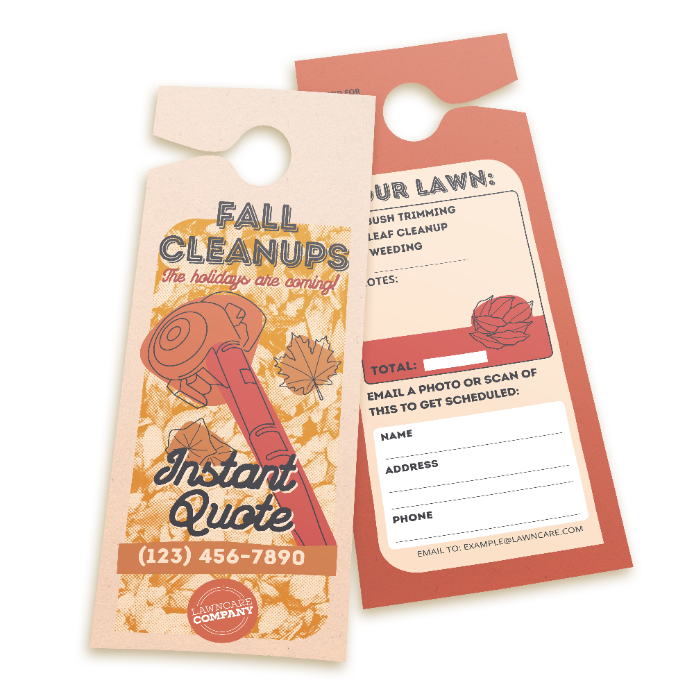 Fall Property Clean Up - Retro Door Hanger Template