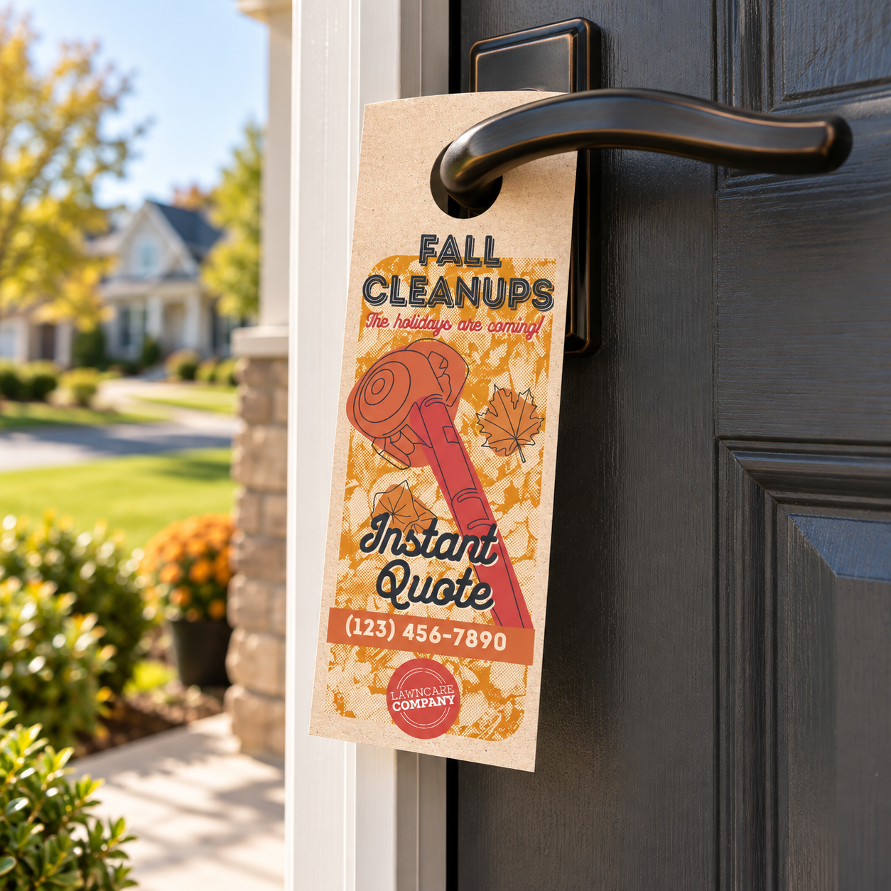 Fall Property Clean Up - Retro Door Hanger Template