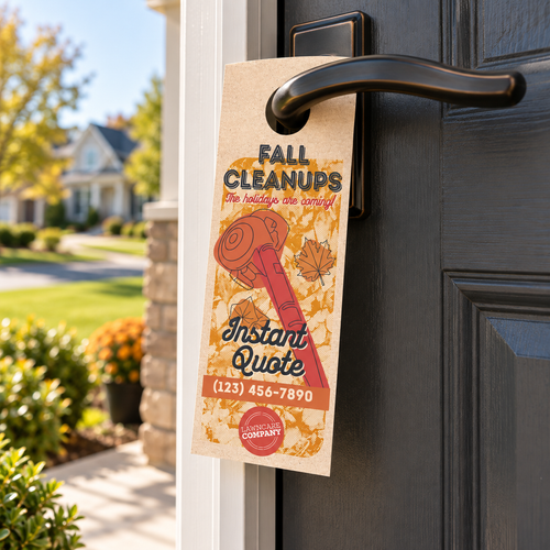 Fall Property Clean Up - Retro Door Hanger Template