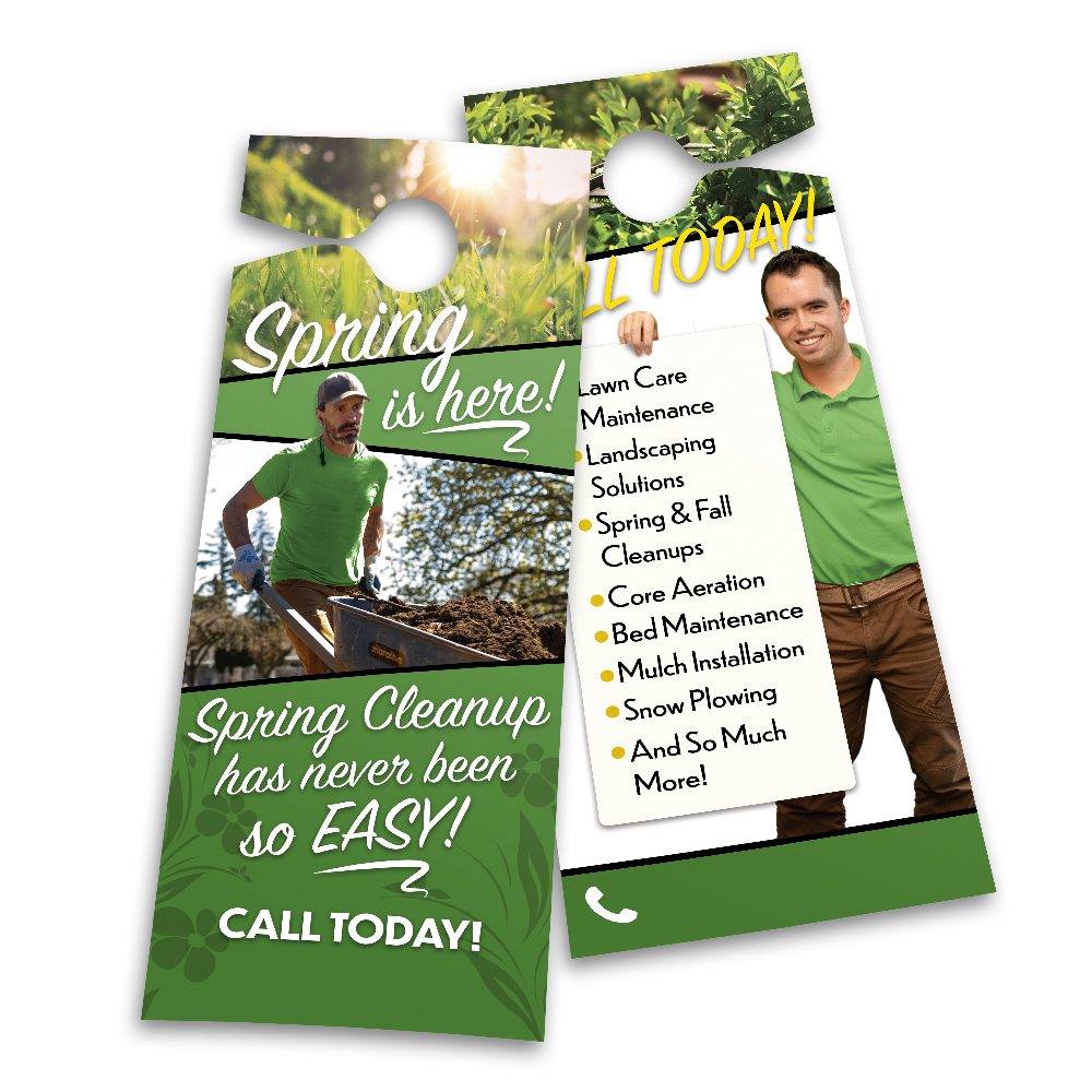 Spring Property Clean Up - Door Hanger Template Design – Lawn Care Media