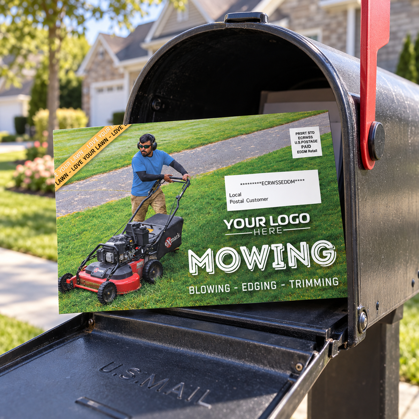 Mowing - Retro Postcard Template