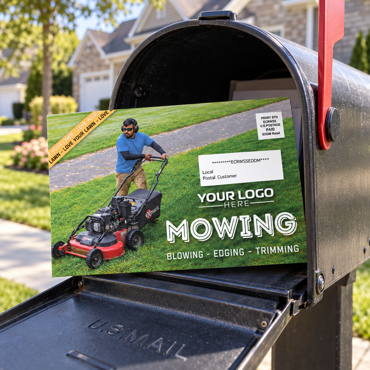 Mowing - Retro Postcard Template