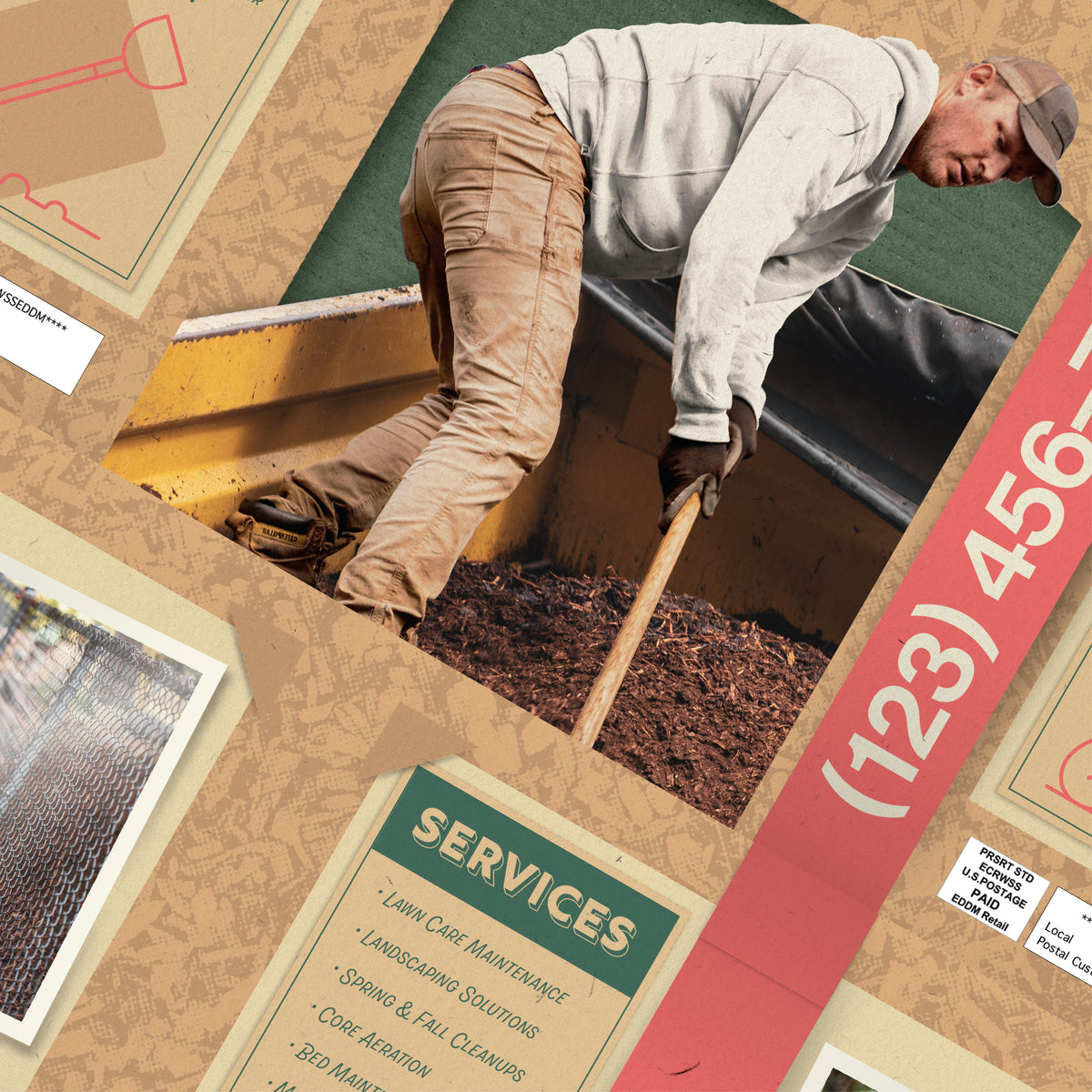 Mulch Installation - Retro Postcard Template Design – Lawn Care Media