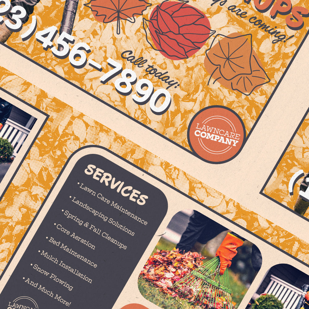 Fall Property Clean Up - Retro Postcard Template