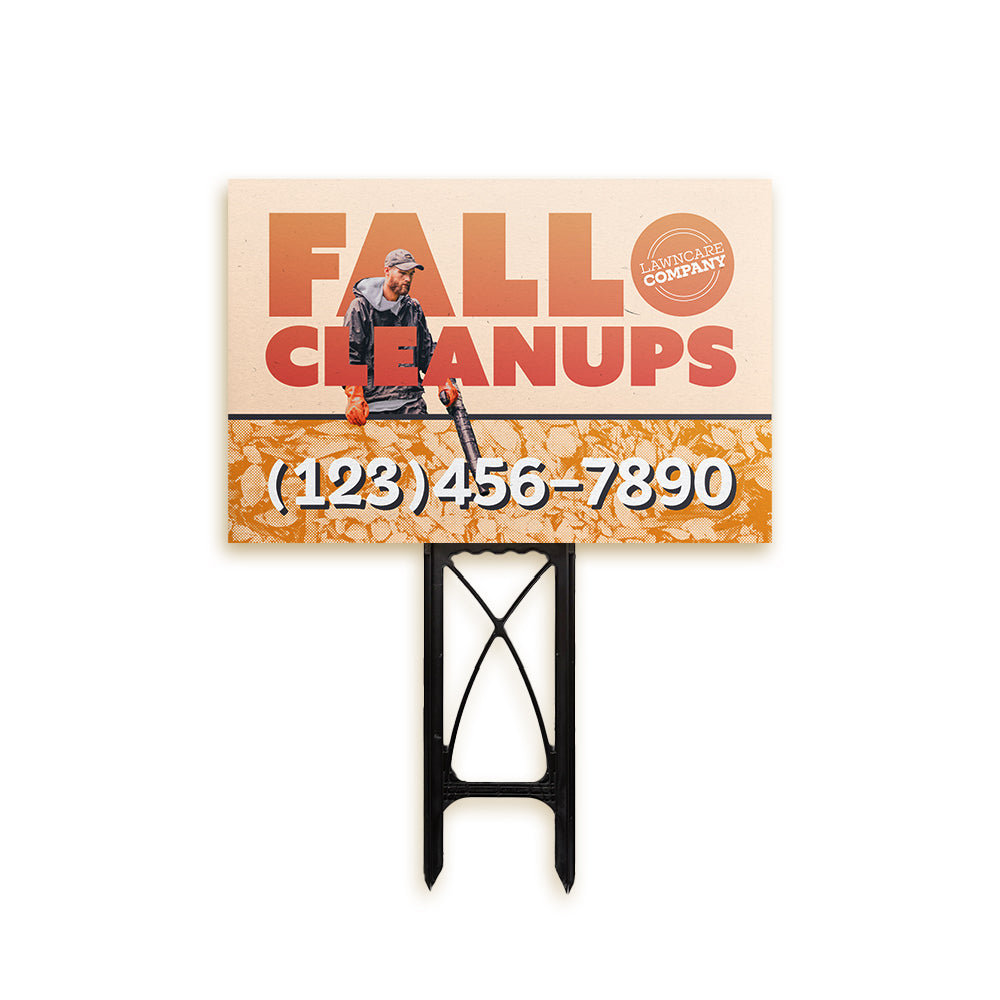 Fall Property Clean Up - Retro Yard Sign Template